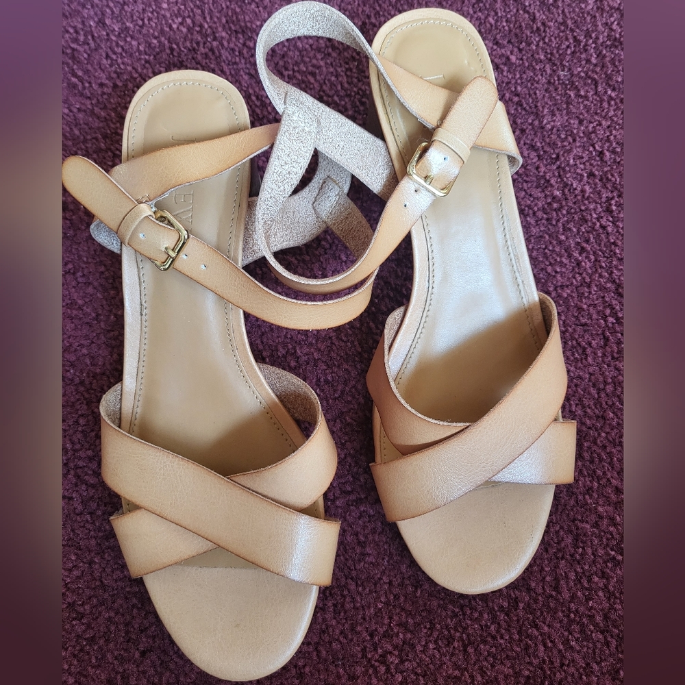 J.Crew leather sandals.  Short heel. Worn once.